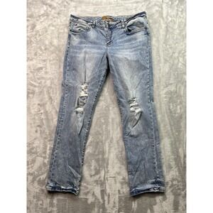 Kut From The Kloth Womens Plus Sz‎ 14 Blue Jeans Straight Distressed Whiskered
